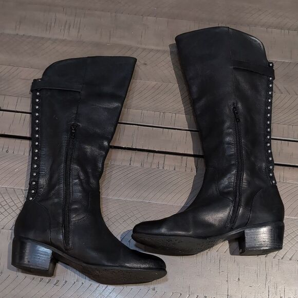 Arturo Chiang "Bes" Black Leather Riding Boot with Studs Sz 9.5 - Picture 10 of 16